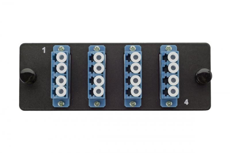 Комплект планка Q-SLOT с 4 адаптерами LC OS2 монтаж. шнуры КДЗС Eurolan 38M-S2-4L-04BL