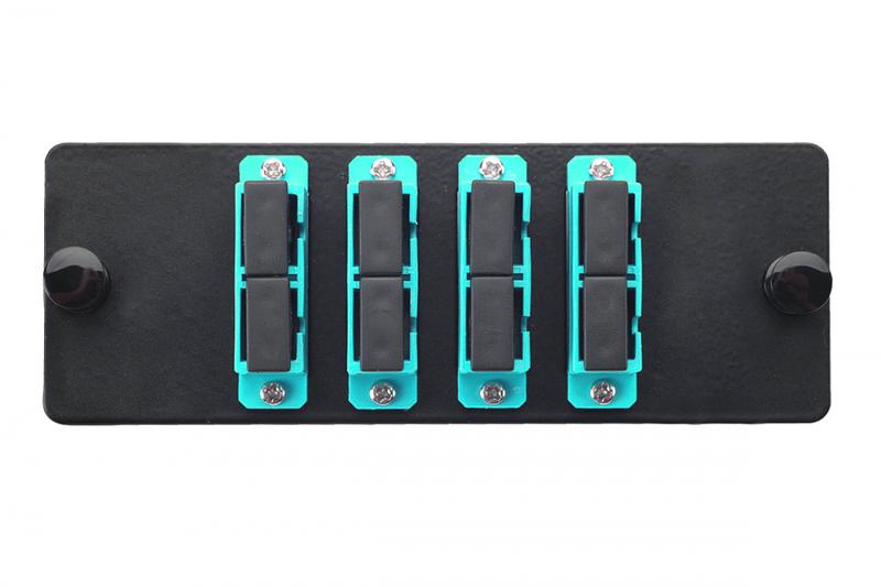 Комплект планка Q-SLOT с 4 адаптерами дуплекс SC OM3 монтаж. шнуры КДЗС Eurolan 38M-30-2S-04BL