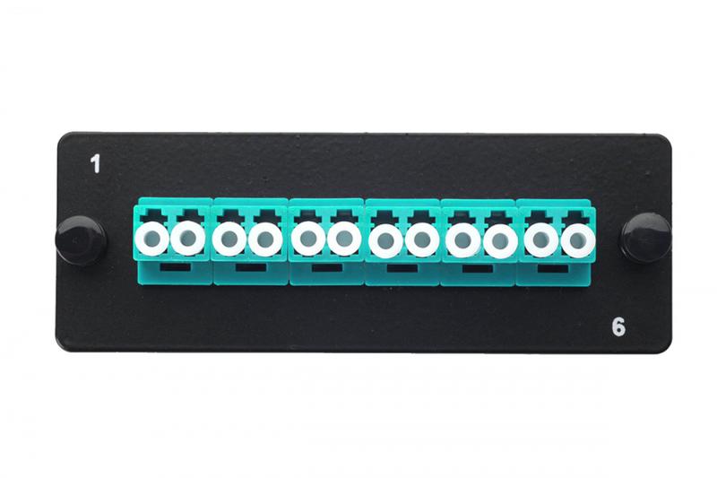 Комплект планка Q-SLOT с 6 адаптерами дуплекс LC OM3 монтаж. шнуры КДЗС Eurolan 38M-30-2L-06BL