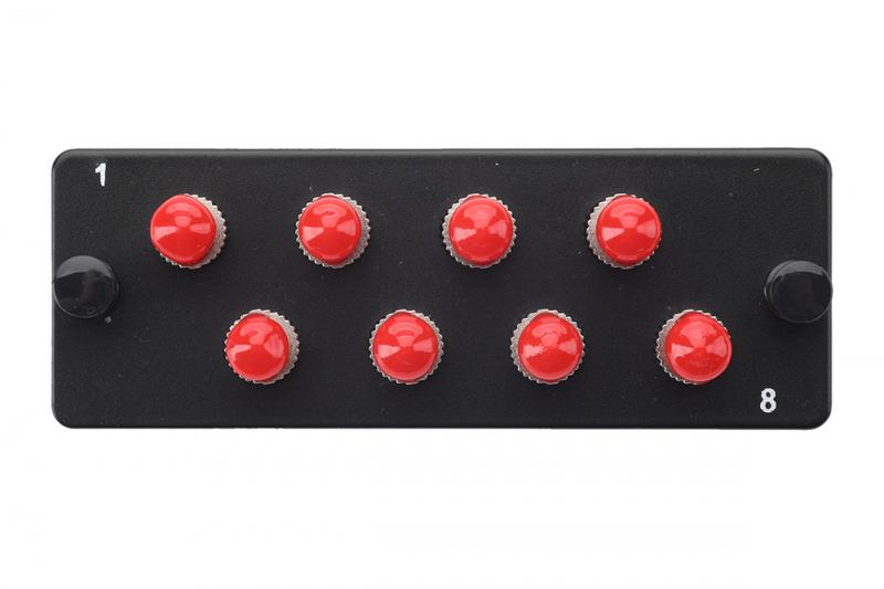 Комплект планка Q-SLOT с 8 адаптерами симплекс ST OM3 монтаж. шнуры КДЗС Eurolan 38M-30-ST-08BL