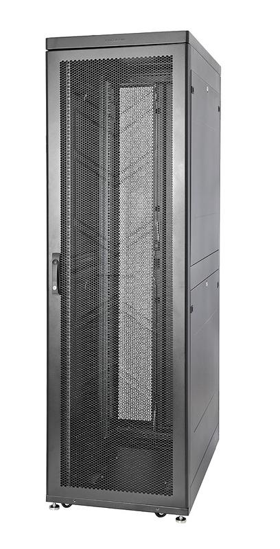 Шкаф Rackcenter D9000 42U 600х1200 передн. дверь перфорир. одностворчат.; задн. дверь перфорир. двухстворчат. черн. Eurolan 60F-42-6C-94BL