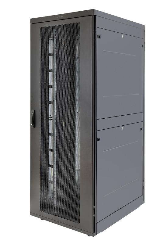 Шкаф Rackcenter D9000 42U 750х1000 передн. дверь перфорир. одностворчат.; задн. дверь перфорир. двухстворчат. черн. Eurolan 60F-42-7A-94BL
