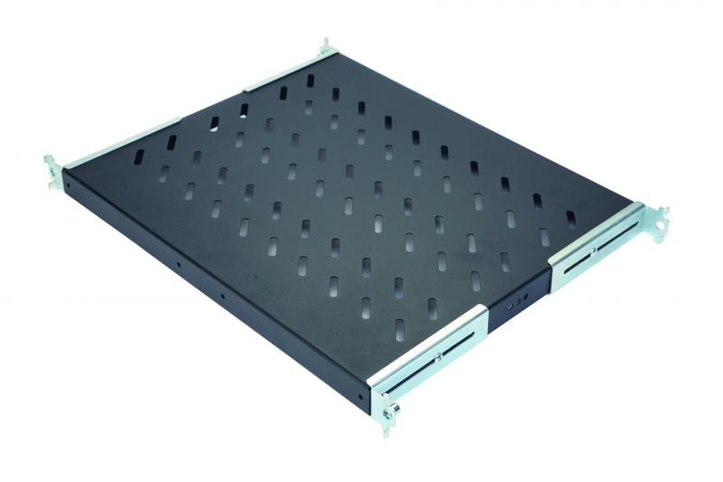 Полка стационарная 1U до 50кг 570мм для шкафов Г=800мм регулир.кроншт. черн. антрацит Eurolan 60A-01-80-09BL