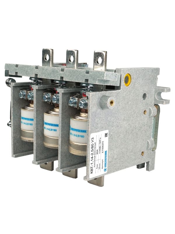 Контактор вакуумный КВТ-1.14-2.5/ 80-3 У3 3п кат. 380В 2НО+1НЗ IP00 без реле Электротехник ET006372