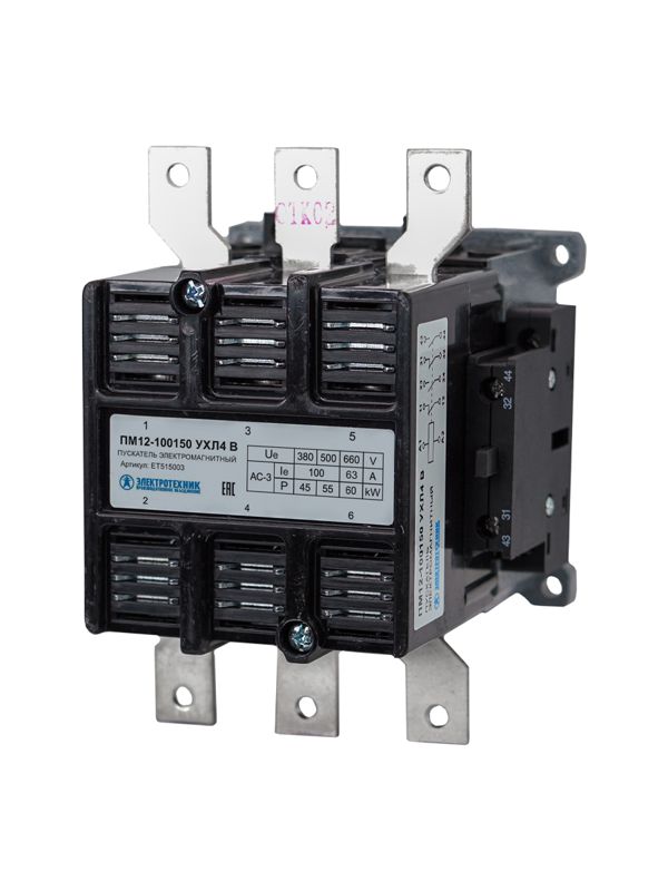 Пускатель ПМ12-100150 УХЛ4 В 100А кат. 127В AC 2НО+2НЗ IP20 без реле Электротехник ET515003