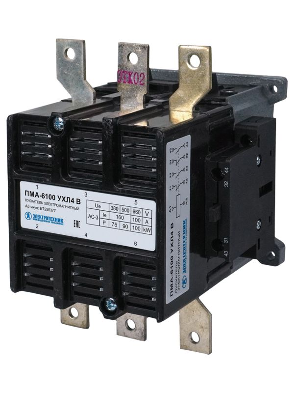 Пускатель ПМА-6100 УХЛ4 В 160А кат. 380В 2НО+2НЗ IP00 без реле Электротехник ET255377