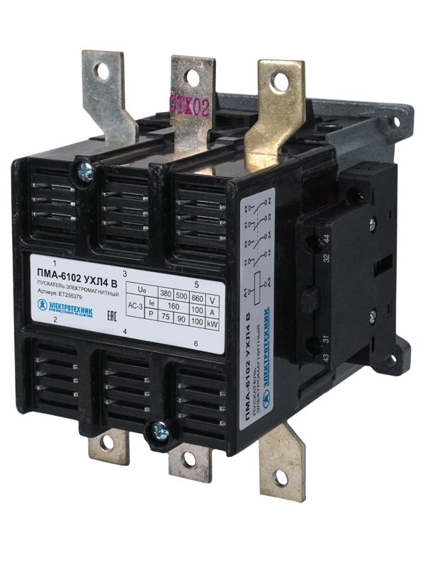 Пускатель ПМА-6102 УХЛ4 В 160А кат. 380В 2НО+2НЗ IP00 без реле Электротехник ET255379