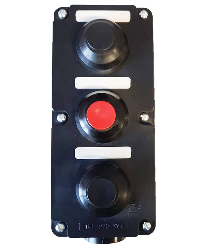 Пост управления ПКЕ 222-3 У2 10А 660В 3 элемента черн. и красн. цилиндр (с протектором) накладной IP54 Электротехник ET012027