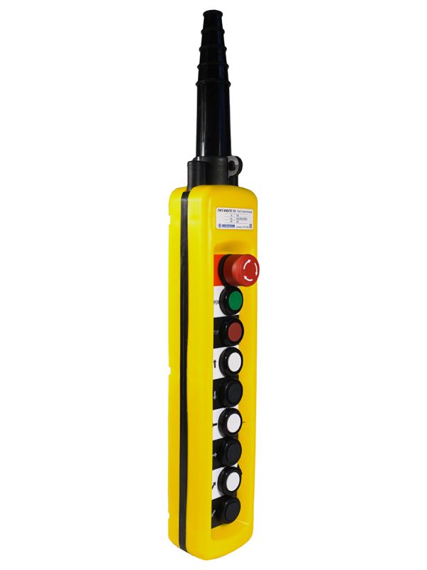 Пост кнопочный ПКТ-60БПС У2 IP65 кнопка БЛОКИРОВКА с фиксацией (красн.) кнопка ПУСК с фиксацией вверх вниз влево вправо вперед назад 7NO+1NC Электротехник ET011055