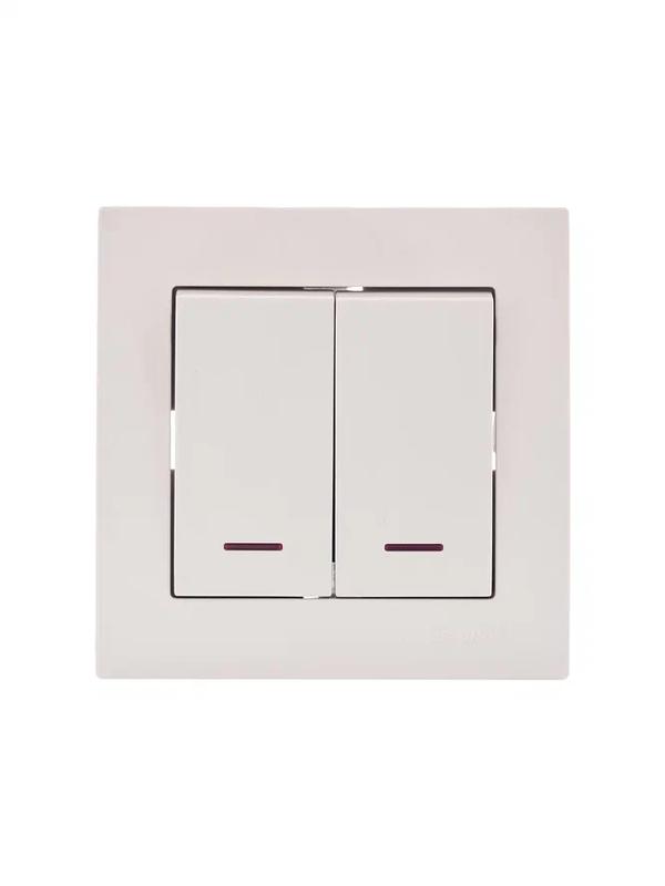 Выключатель 2-кл. СП Vesna с индикацией механизм крем. LEZARD 742-0388-112