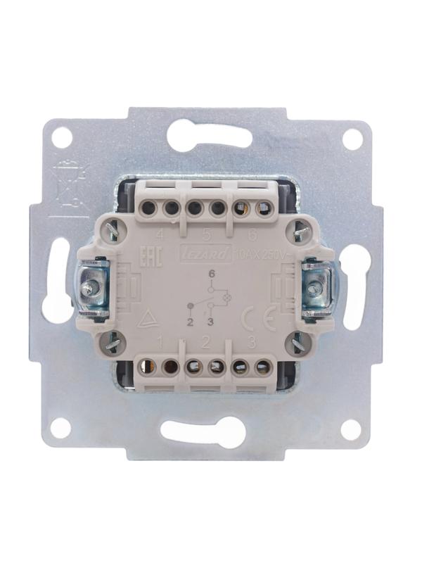 Переключатель проходной 1-кл .СП Vesna с индикацией механизм жемчуж./бел. перламутр. LEZARD 742-3088-114