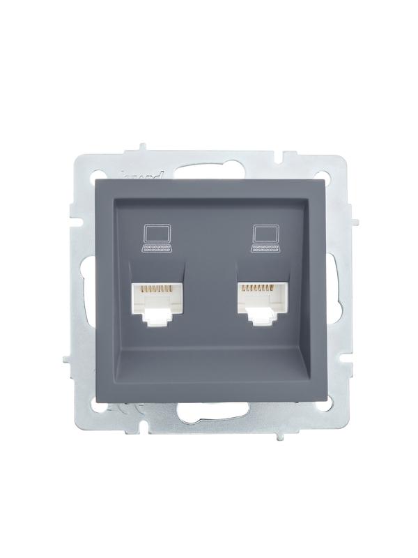 Розетка компьютерная 2-м СП Vesna механизм графит LEZARD 742-3488-141