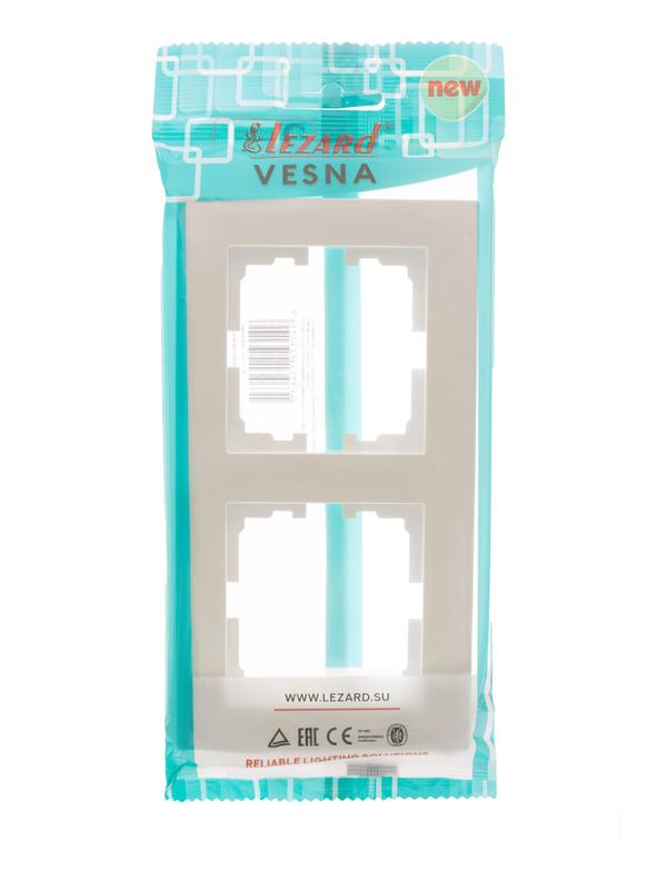 Рамка 2-местн. горизонт. VESNA жемчуж./бел. перламутр LEZARD 742-3000-147