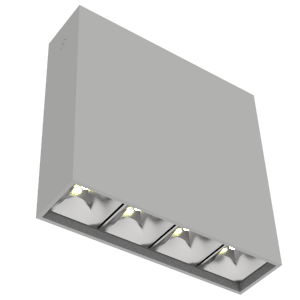 Светильник светодиодный DL-Box Reflect Multi 1х4 14Вт 3000К 150х40х150 накладной 35град.х75град. RAL7045 сер. муар диммер DALI VARTON V1-R0-70253-20D23-2001430