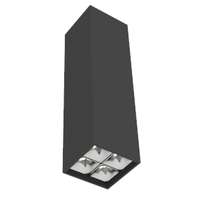 Светильник светодиодный DL-Box Reflect Multi 2х2 10Вт 4000К 80х80х300 накладной 24град. RAL9005 черн. муар диммер DALI VARTON V1-R0-90255-20D20-2001040