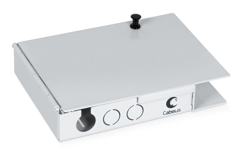 Бокс оптический настенный JJT-4-SC на 4 SC (LC duplex) со сплайс-кассетой и КДЗС без пигтейлов и проходн. адаптеров Cabeus 7304c