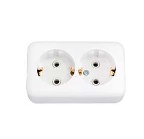 Розетка 2-м ОП 16А IP20 с заземл. бел. Bylectrica РА16-250