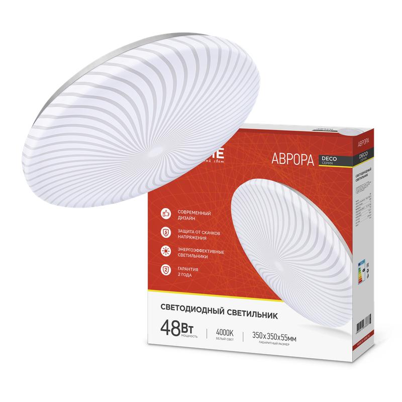 Светильник светодиодный DECO АВРОРА 48Вт 4000К 4320лм 230В 380х55мм IN HOME 4690612038698