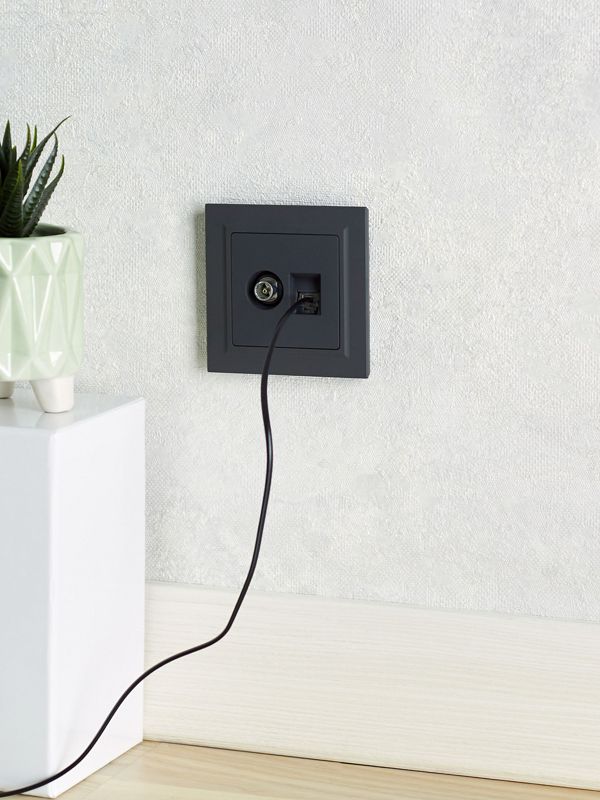 Розетка компьютерная + телевизионная 2-м BRITE РТВ/РК12-БрГ RJ45 кат.5E + TV механизм графит IEK BR-AK20-1-K53