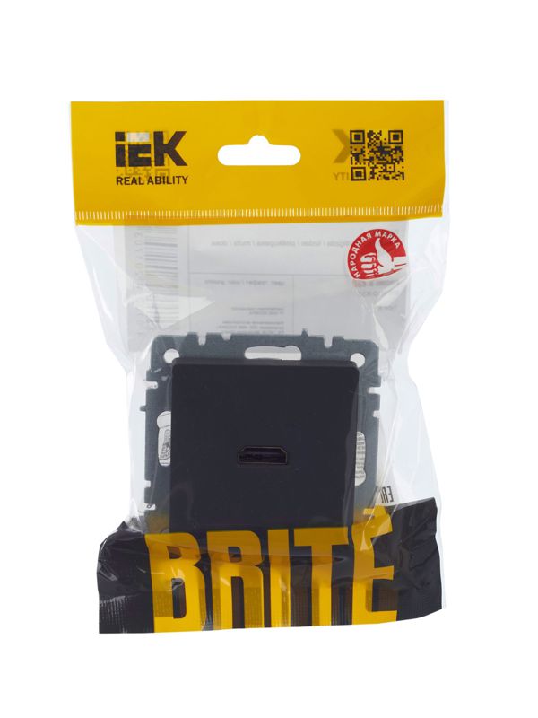 Розетка СП BRITE HDMI РHDMI-0-БрГ механизм графит IEK BR-H10-K53