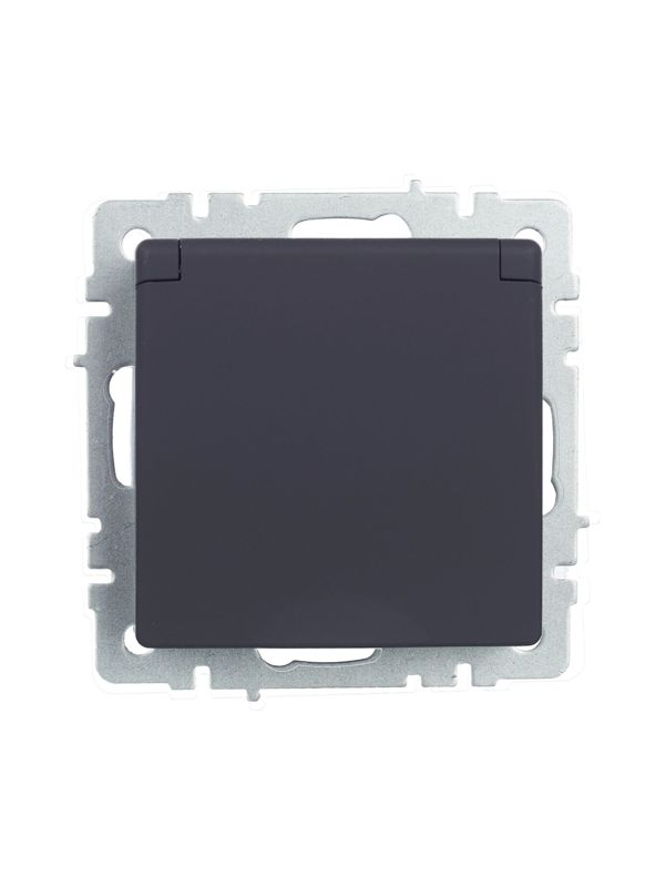 Розетка BRITE РСбш10-3-44-БрГ 16А IP44 с заземл. защ. шторки с крышкой механизм графит IEK BR-R16-16-44-K53