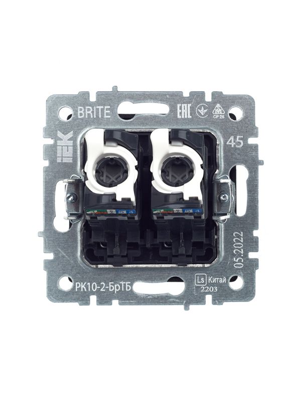 Розетка компьютерная 2-м СП BRITE RJ45 кат.5E РК10-2-БрТБ механизм бронза IEK BR-K20-1-K45