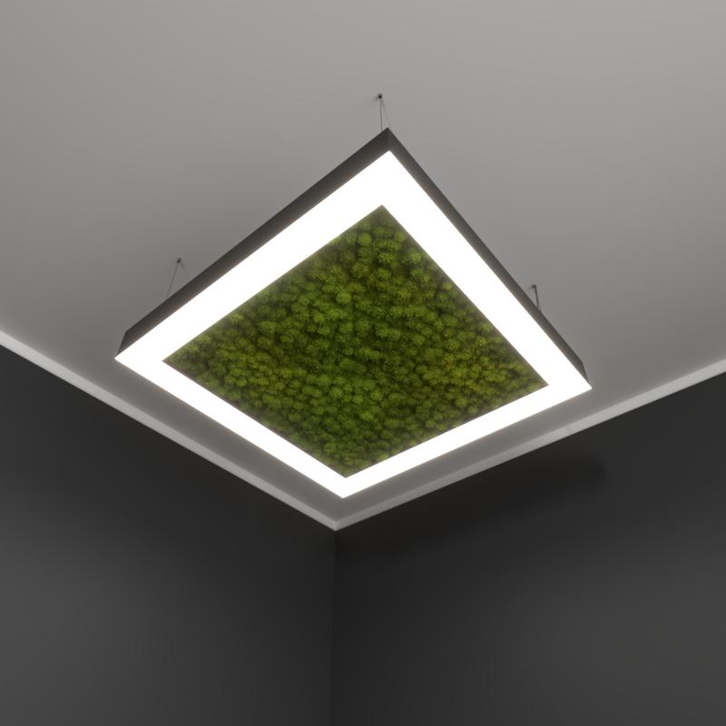 Светильник светодиодный RVE-LBX-MOSS-HOLE-BOX-600-P 59Вт 4000К 600х600х100мм подвесной шир. рассеив.=80мм бел. RVElektro RVE00000542