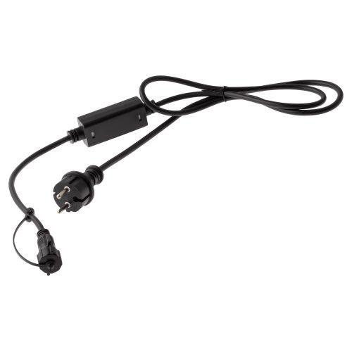 Шнур питания 1.5м 3А 450Вт IP65 220В для подключения гирлянд провод черн. каучук Эра Б0051880