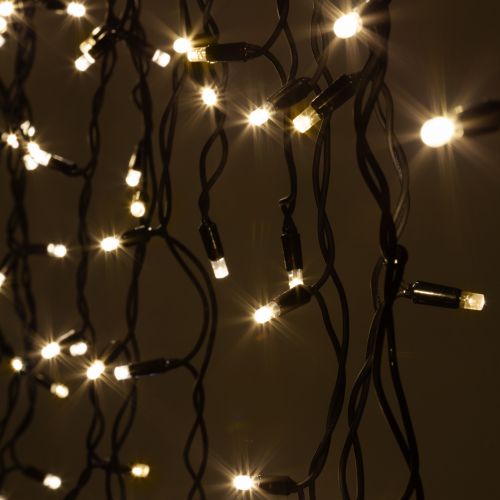 Гирлянда светодиодная "Нить" 10м 100LED тепл. бел. IP65 220В бел. мерцание провод черн. каучук (без шнура питания) Эра Б0051888