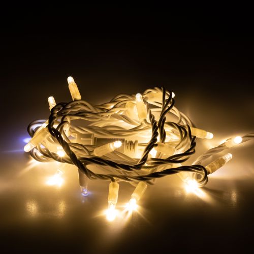 Гирлянда светодиодная "Нить" 3м 30LED тепл. бел. IP65 новогодняя провод бел. каучук (без шнура питания) Эра Б0056014