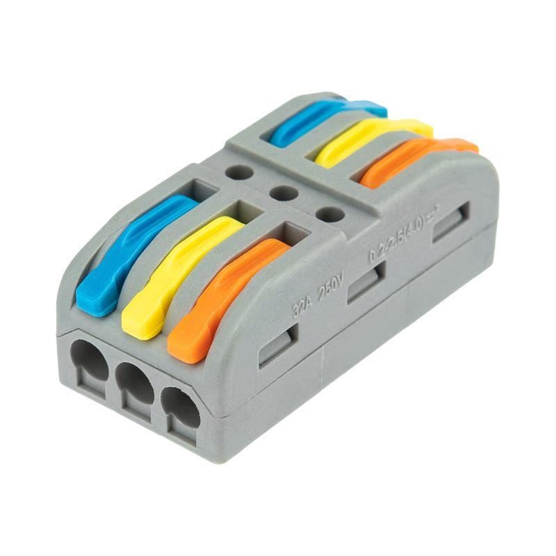 Клемма строительно-монтажная СМК проходная 222-423 3п 0.08-4кв.мм сер. (уп.5шт) Rexant 07-6263-3-05