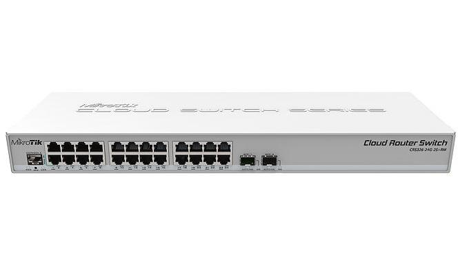 Коммутатор CRS326-24G-2S+RM Cloud Router Switch 326-24G-2S+RM с RouterOS L5 1U монтаж в стойку Mikrotik 1463834