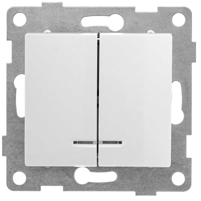 Выключатель 2-кл. СП Bravo 10А 250В с индикацией механизм бел. матов. GUSI С10В28-041