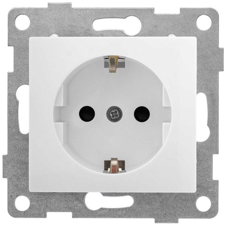 Розетка 1-м СП Bravo 16А 250В с заземл. защ. шторки механизм бел. матов. GUSI С10Р4-041