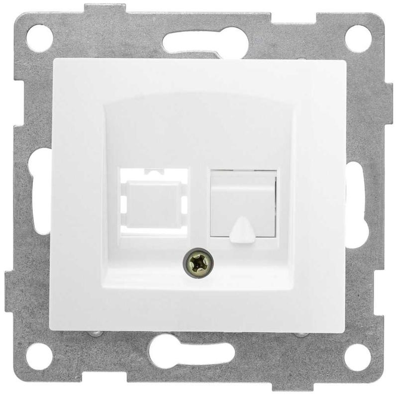 Розетка телефонная 1-м СП Bravo RJ12 механизм бел. матов. GUSI С10Т1-041