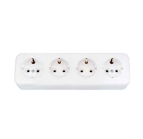 Розетка 4-м ОП 16А IP20 с заземл. бел. Bylectrica РА16-245