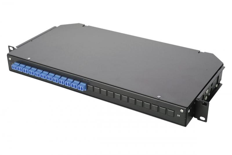 Панель оптическая 47C-24 19дюйм 1U фиксир. корпус на 24 адаптера 8 дуплекс LC адаптеров OS2 Eurolan 47C-24-S2-2L-08-11BL