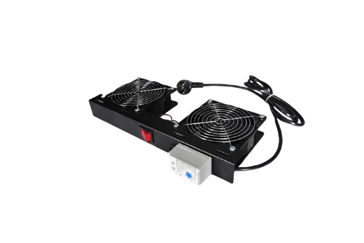 Модуль вентиляторный 2 модуля с мех. терм. шнур питания 1.8м вилка Shuko черн. Datarex DR-451211