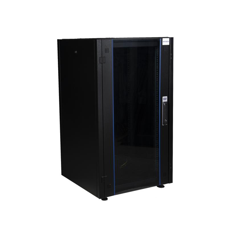Шкаф напольный 19дюйм 22U 600х600 перед. дв. стекл. задн. стен. метал. черн. Datarex DR-700101
