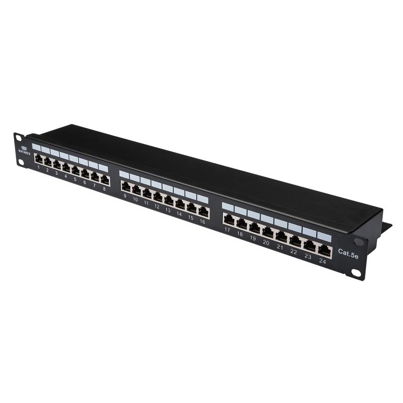 Патч-панель кат.5E FTP 19дюйм 1U 24хRJ45 568A/В черн. Datarex DR-4101