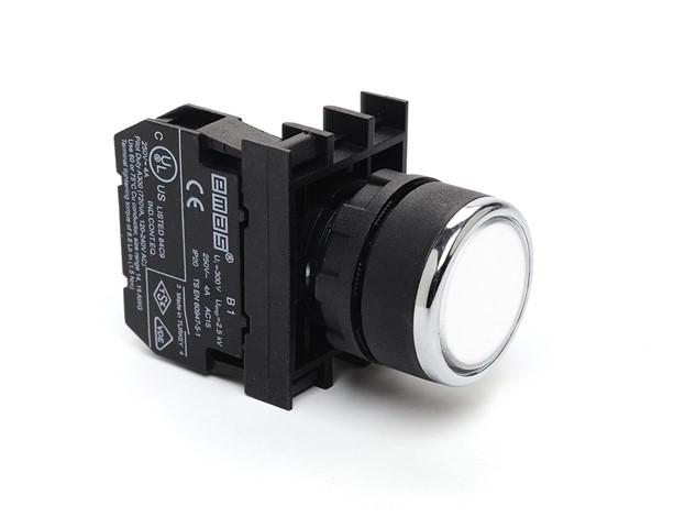 Кнопка нажимная круглая бел. (1НО) EMAS B100DB