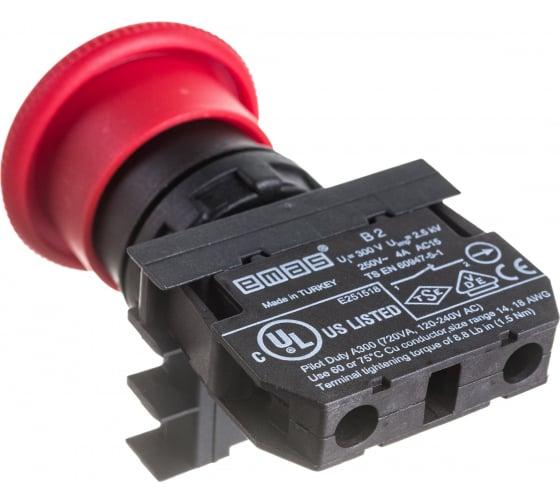 Кнопка аварийная "Грибок" d40мм 1НЗ с табличкой с фиксацией и возвратом поворотом EMAS B200EE