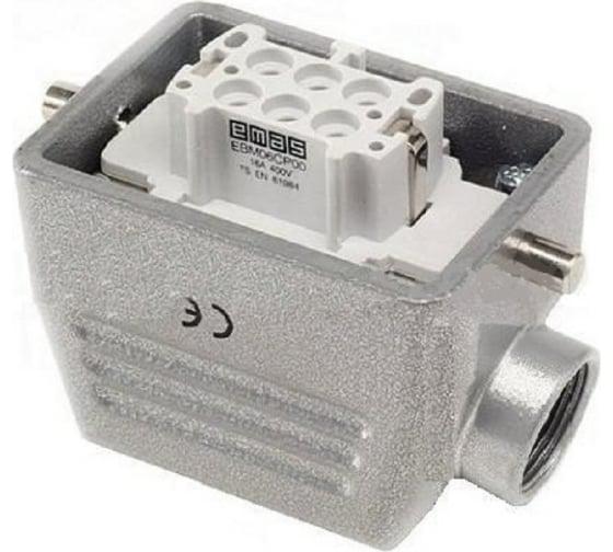 Розетка 6 полюсов 16А боковой ввод. EMAS EBM06PU10