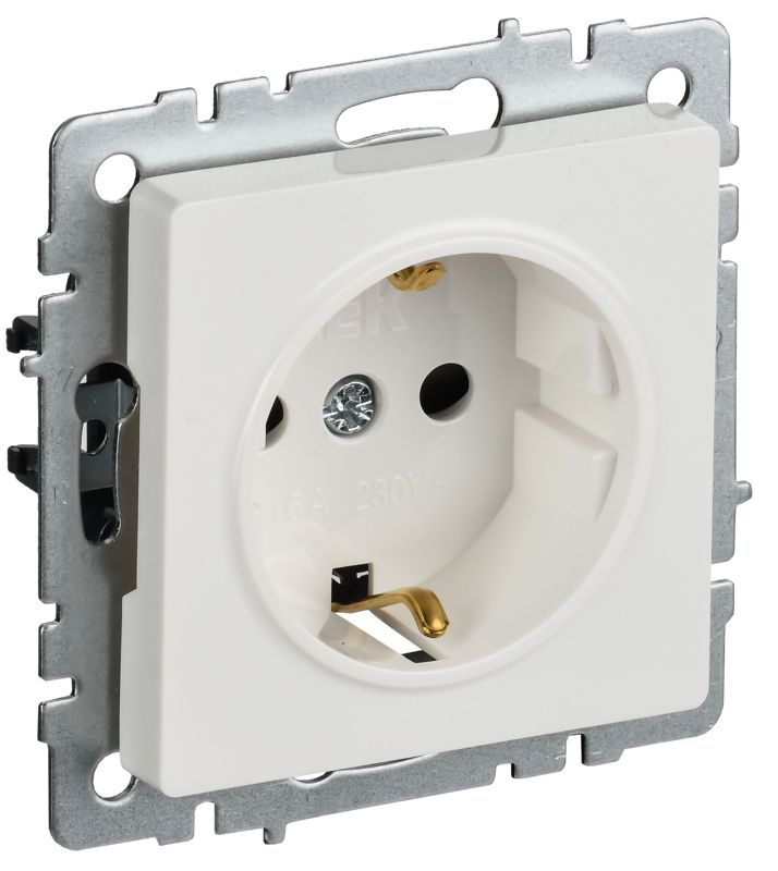 Розетка Btrite РС14-1-0-БрБ 16А с заземл. бел. IEK BR-R14-16-K01-PRO