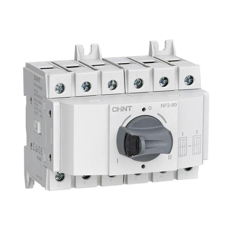Рубильник реверсивный NF2-80/HHRIM32 I-0-II 3P 80А со стандарт. ручкой на DIN-рейку или монтажн. плату CHINT 324175
