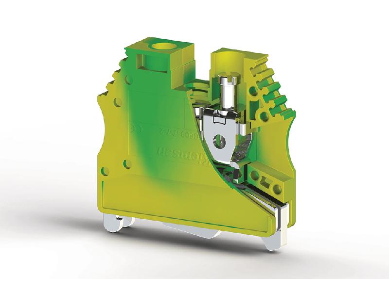 Клеммник AVK 10TK на DIN-рейку 10кв.мм (земля) Klemsan 334470