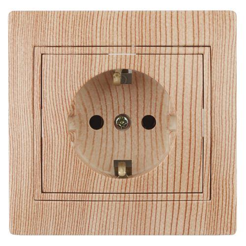 Розетка 1-м СП Plano 1-202-11 16А IP20 250В 2P+E Schuko сосна Intro Б0053887