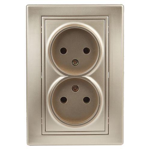 Розетка 2-м СП Plano 1-204-04 16А IP20 250В 2х2P шампань Intro Б0053909