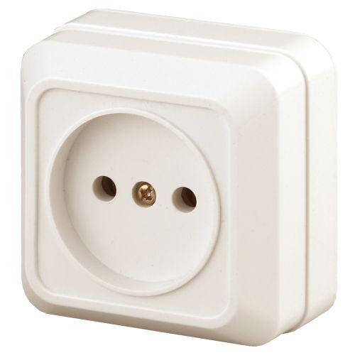 Розетка 1-м ОП Quadro 2-201-02 16А IP20 250В 2P сл. кость Intro Б0053776