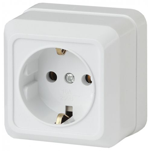 Розетка 1-м ОП Quadro 2-202-01 16А IP20 250В 2P+E Schuko бел. Intro Б0053783